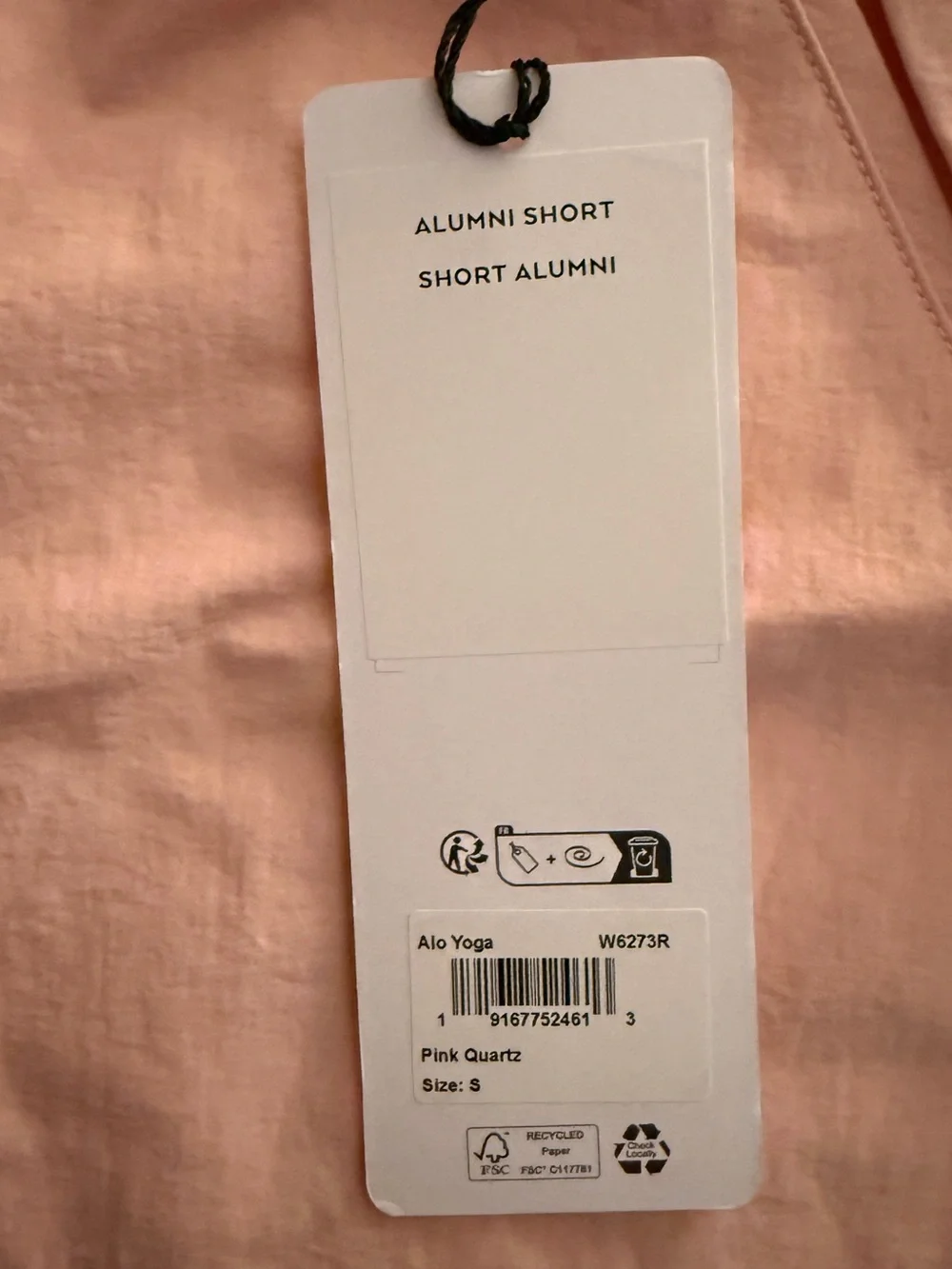 ALO Yoga Alumni Short Pink Quartz NWT